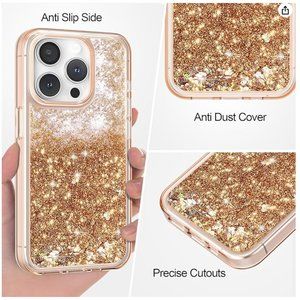 Iphone Case 14 Pro 6.1 Glitter Case Rose Gold by Wollony